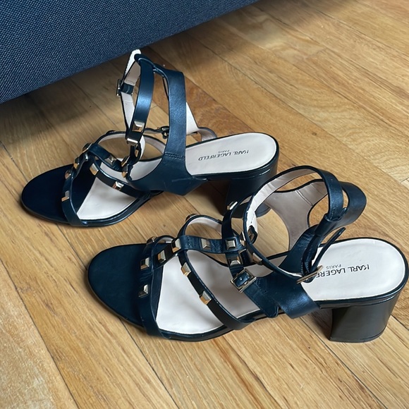 NEW, Never Worn Karl Lagerfeld Stud Heeled Sandals - Picture 2 of 5